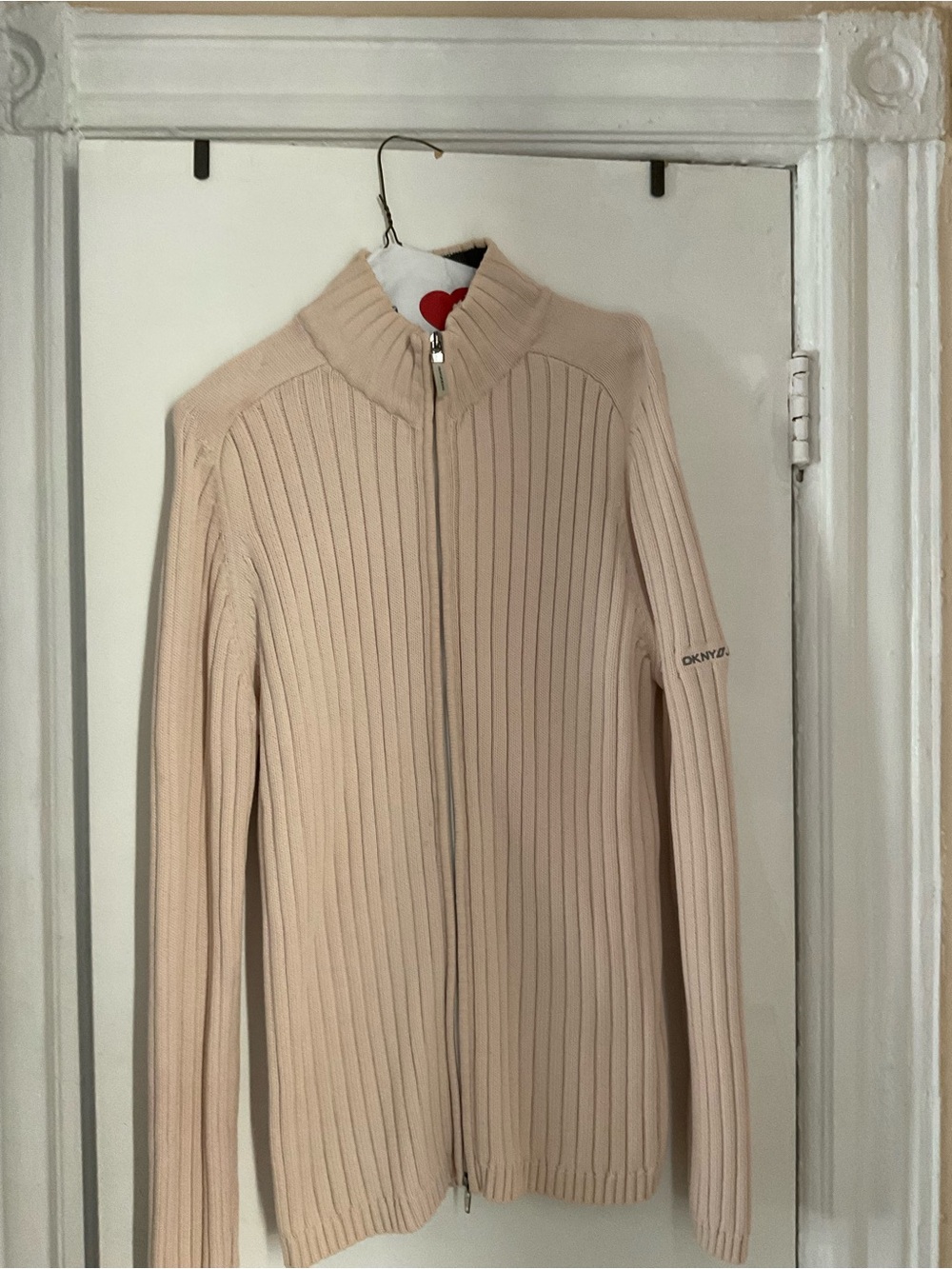 DKNY Jeans Two-Tone Ribbed Zip Sweater